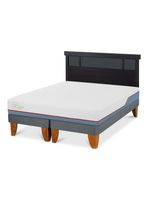 Cama Europea Excellence Plus 2 Plazas Base Dividida + Respaldo Dublín Negro