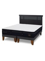 Cama Europea Super Premium 2 Plazas Base Dividida + Respaldo Dublin Negro