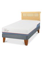 Cama Europea Excellence Plus 1.5 Plazas + Respaldo Dublín Mostaza