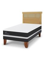 Cama Europea Ortopedic 1.5 Plazas + Respaldo Dublín Mostaza