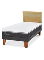 Cama Europea Ortopedic Advance 1.5 Plazas + Respaldo Dublin Mostaza