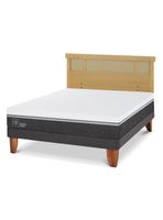 Cama Europea Ortopedic Advance King + Respaldo Dublin Mostaza