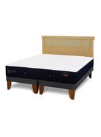 Cama Europea Premium 2 Plazas Base Dividida + Respaldo Dublín Mostaza