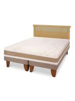 Cama Europea Rilassati Infinity 2 Plazas Base Dividida + Respaldo Dublin Mostaza