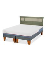 Cama Europea Excellence Plus 2 Plazas Base Dividida + Respaldo Dublín Olivo