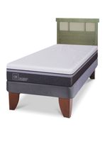 Cama Europea Ortopedic Advance 1.5 Plazas + Respaldo Dublín Olivo