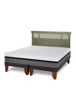 Cama Europea Balance 2 Plazas Base Dividida + Respaldo Dublín Olivo