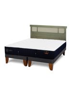 Cama Europea Premium 2 Plazas Base Dividida + Respaldo Dublín Olivo
