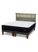 Cama Europea Súper Premium 2 Plazas Base Dividida + Respaldo Dublín Olivo