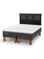 Cama Europea Ortopedic Advance King + Respaldo Torino Negro