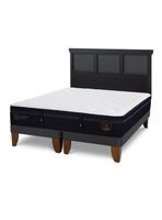 Cama Europea Súper Premium 2 Plazas Base Dividida + Respaldo Torino Negro
