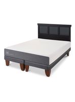 Cama Europea Smart 2 Plazas Base Dividida + Respaldo Torino Negro