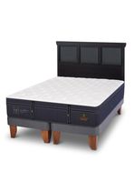 Cama Europea Grand Premium 2 Plazas Base Dividida + Respaldo Torino Negro