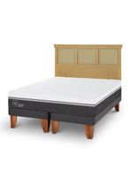 Cama Europea Ortopedic Advance King + Respaldo Torino Mostaza