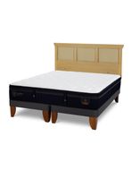Cama Europea Súper Premium 2 Plazas Base Dividida + Respaldo Torino Mostaza
