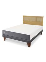 Cama Europea Smart 2 Plazas + Respaldo Torino Mostaza