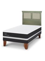 Cama Europea Ortopedic 1.5 Plazas + Respaldo Torino Olivo