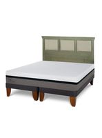 Cama Europea Balance 2 Plazas Base Dividida + Respaldo Torino Olivo