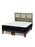 Cama Europea Súper Premium 2 Plazas Base Dividida + Respaldo Torino Olivo