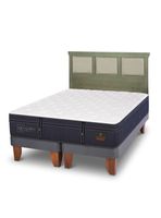Cama Europea Grand Premium 2 Plazas Base Dividida + Respaldo Torino Olivo