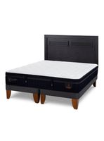 Cama Europea Super Premium 2 Plazas Base Dividida + Respaldo Milán Negro