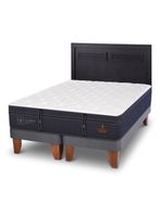 Cama Europea Grand Premium 2 Plazas Base Dividida + Respaldo Milán Negro
