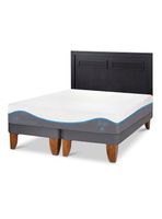 Cama Europea Alaska 2 Plazas Base Dividida + Respaldo Milán Negro