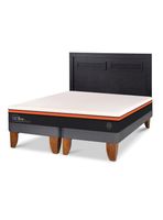 Cama Europea Bee Comfort 2 Plazas Base Dividida + Respaldo Milán Negro