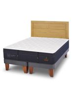 Cama Europea Grand Premium 2 Plazas Base Dividida + Respaldo Milán Mostaza