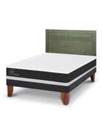 Cama Europea Ortopedic 2 Plazas + Respaldo Milán Olivo