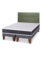 Cama Europea Ortopedic 2 Plazas Base Dividida + Respaldo Milán Olivo