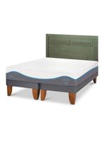 Cama Europea Alaska 2 Plazas Base Dividida + Respaldo Milán Olivo