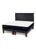 Cama Europea Premium 2 Plazas Base Dividida + Respaldo Miro Negro