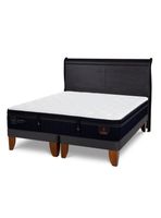 Cama Europea Super Premium 2 Plazas Base Dividida + Respaldo Miro Negro