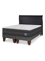 Cama Europea Lux 2 Plazas Base Dividida + Respaldo Miro Negro
