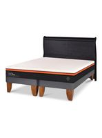 Cama Europea Bee Comfort 2 Plazas Base Dividida + Respaldo Miro Negro