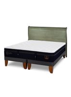 Cama Europea Super Premium 2 Plazas Base Dividida + Respaldo Miro Olivo