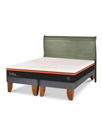 Cama Europea Bee Comfort 2 Plazas Base Dividida + Respaldo Miro Olivo