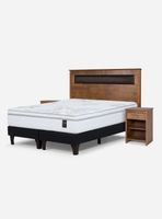 Cama Europea Art 4 King + Respaldo + Velador