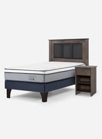 Cama Europea Indie 1.5 Plazas + Respaldo + Velador