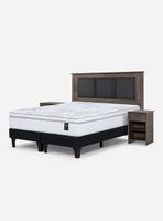 Cama Europea Art 4 2 Plazas Base Dividida + Respaldo + Velador