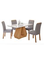 Juego Comedor Agata + 4 Sillas Fernanda Gris
