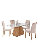 Juego Comedor Agata + 4 Sillas Fernanda Nude