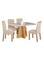 Juego Comedor Patricia + 4 Sillas Clarice Nude