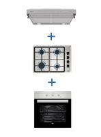 Kit Empotrable Horno Eléctrico HS445 + Encimera Gas HLX540 BUT + Campana CX 62120 Inox