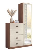 Cómoda Estilo 1 Puerta con Espejo 4 Cajones Jatoba Arena