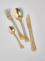 Set Cubiertos 24 Piezas Dorada Martillada