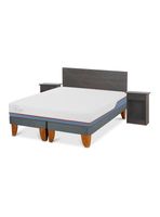 Cama Europea Excellence Plus 2 Plazas Base Dividida Set Villarrica Gris