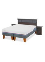 Cama Europea Excellence Plus 2 Plazas Base Dividida Set Dublin Gris