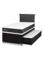 Diván Ortopedic Black 1.5 Plazas + Respaldo Dublin Gris